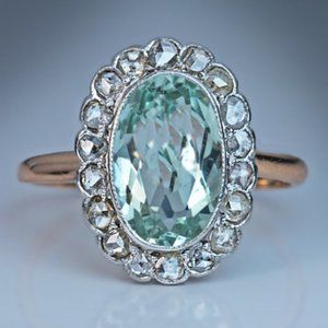 💞Refine Oval Pure Light Blue Zircon Flower Elegant Rings for Women, MARR9080
